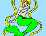 Disegno Sirena con le perle  pitturato su anónimo