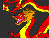 Disegno Drago cinese pitturato su mara