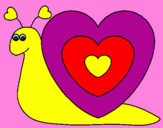 Disegno Lumachina cuore  pitturato su denise