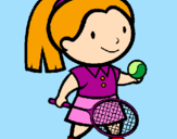 Disegno Ragazza che gioca a tennis  pitturato su marta