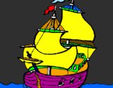 Disegno Barca  pitturato su maria teresa