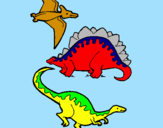 Disegno Tre specie di dinosauri  pitturato su ELISABETTA