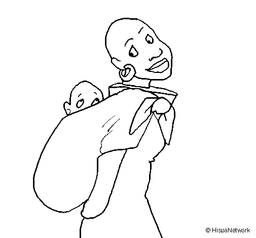 Africana con fazzoletto porta bambino