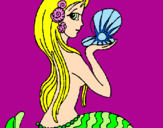 Disegno Sirena e perla  pitturato su vanessa  rossaini