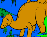 Disegno Dinosauro che mangia  pitturato su leonardo