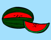 Disegno Melone  pitturato su hassan