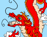 Disegno Drago giapponese  pitturato su raisa