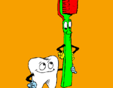 Disegno Molare e spazzolino da denti pitturato su lorenzo