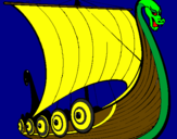 Disegno Barca vikinga pitturato su awlin