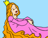 Disegno Principessa rilassata  pitturato su  lucia principessa viola 