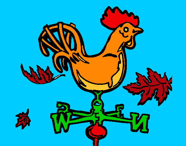 Disegno Banderuole e gallo  pitturato su anastasia