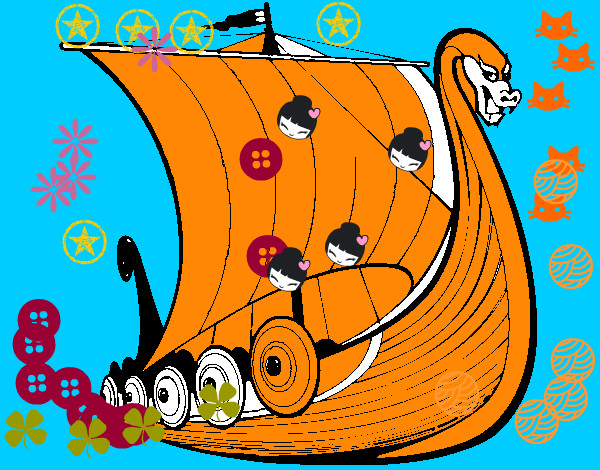Disegno Barca vikinga pitturato su Sandro
