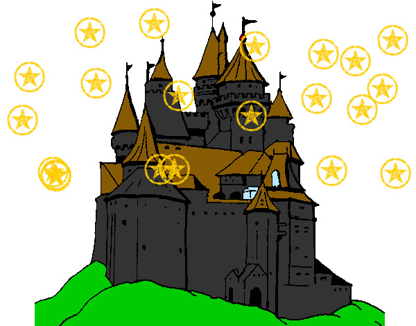 Disegno Castello medievale  pitturato su leon