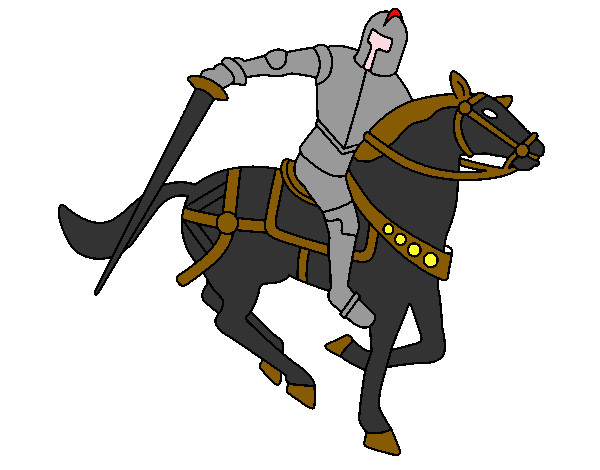 Disegno Cavaliere a cavallo IV pitturato su leon