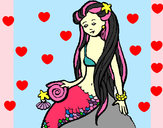 Disegno Sirena con la conchiglia  pitturato su giulietta