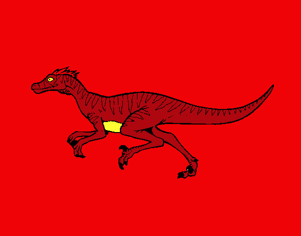 Disegno Velociraptor  pitturato su Davide