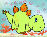 Disegno Bambino Stegosaurus pitturato su bianca