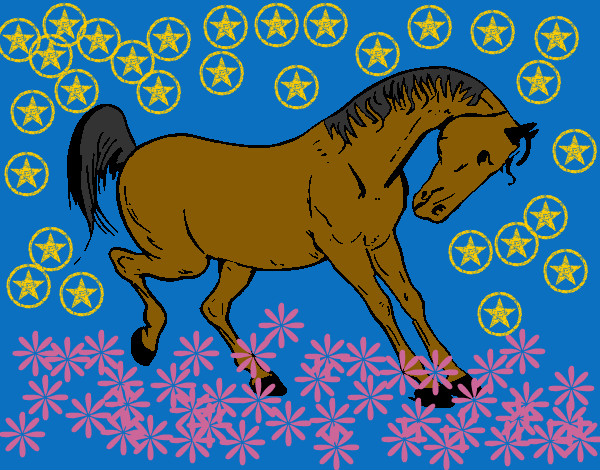 Disegno Cavallo che balla  pitturato su giadi100