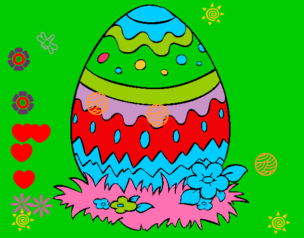 Disegno Uovo di Pasqua 2 pitturato su anto
