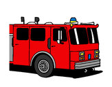 Disegno Camion dei pompieri pitturato su ENZUCCIO
