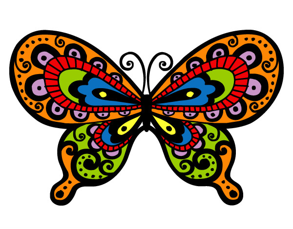 Disegno Farfalla bella pitturato su lucrezia