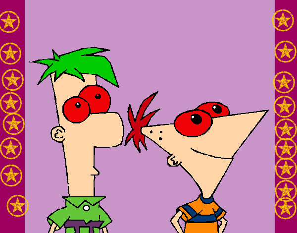 Disegno Phineas e Ferb pitturato su lucale