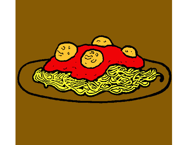 Disegno Spaghetti al ragù  pitturato su MATTIA08