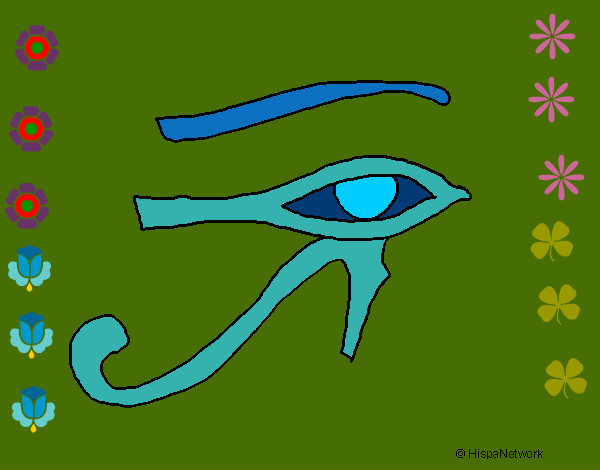 Disegno Occhio di Horus  pitturato su marty