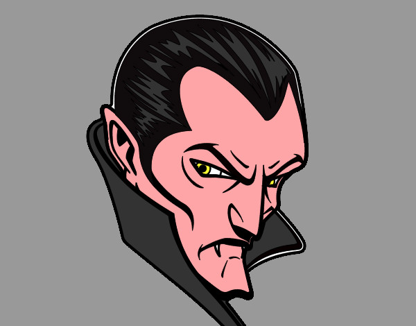 Disegno Profilo di Dracula pitturato su frary