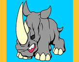 Disegno Rinoceronte II pitturato su samu
