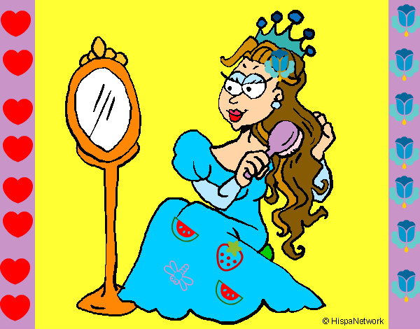 Disegno Principessa con lo specchio  pitturato su giulipet