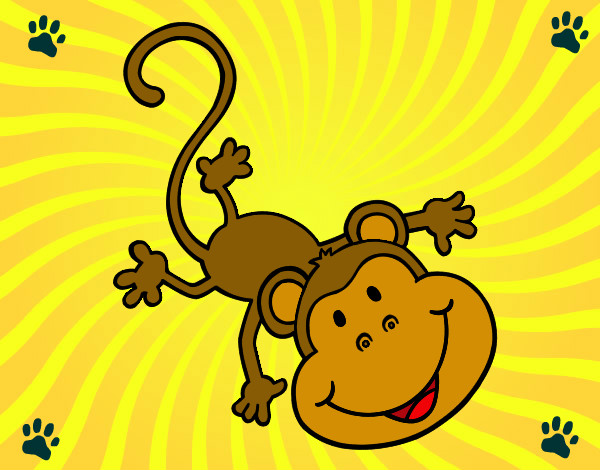 Disegno Scimmia adorabile pitturato su rocksana