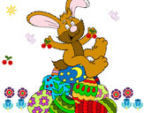 Disegno Coniglio di Pasqua pitturato su gabri