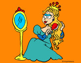 Disegno Principessa con lo specchio  pitturato su rocksana
