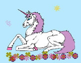 Disegno Unicorno seduto  pitturato su baby77