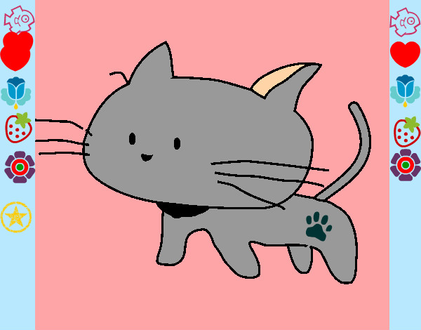 Disegno Cucciolo di gatto  pitturato su gine