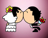 Disegno Sposi bacio pitturato su Love1D