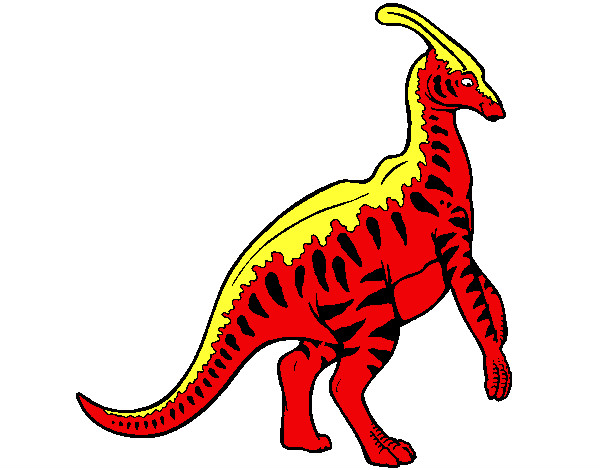 Disegno Parasaurolophus a strisce  pitturato su leon