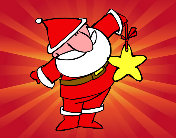 Disegno Babbo Natale con stella pitturato su ant026