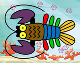 Disegno Crustacea pitturato su adriano