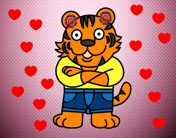 Disegno Tigre vestire pitturato su Love1D