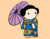 Disegno Geisha con ombrello pitturato su Ale91