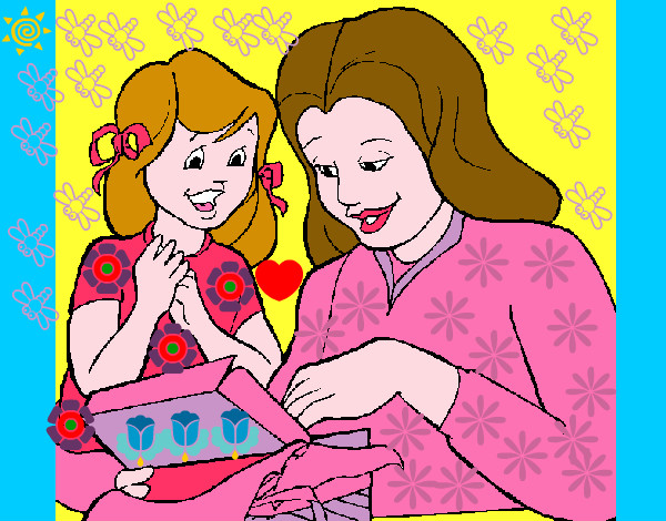 Disegno Madre e figlia  pitturato su AURORA