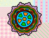 Disegno Mandala con forma di ruota pitturato su enya931