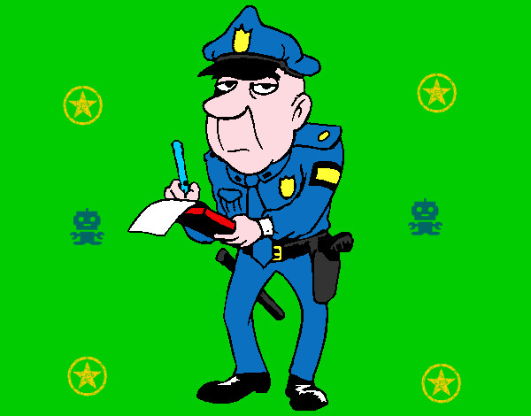 Disegno Poliziotto che fa la multa pitturato su scualo