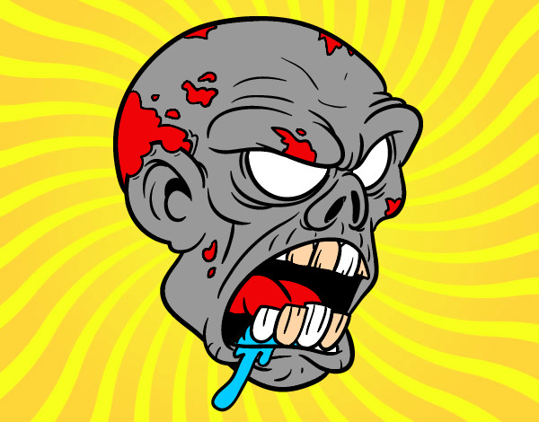 Disegno Testa di zombie pitturato su scualo
