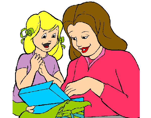 Disegno Madre e figlia  pitturato su Maddy