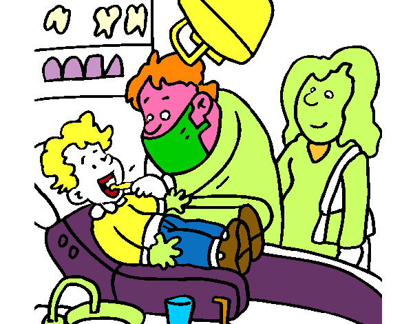 Disegno Bambino dal dentista pitturato su Squalo