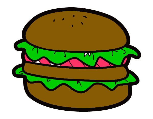 Disegno Hamburger con lattuga pitturato su Squalo