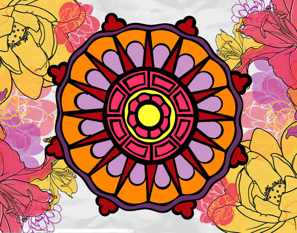 Disegno Mandala con i raggi del sole pitturato su lara06